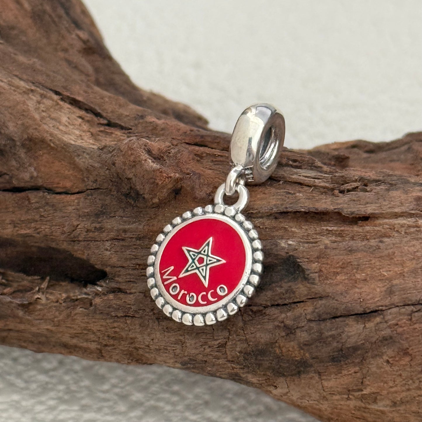 Morocco Flag Exclusive Dangle Charm Pendant for Pandora Bracelet S925 Silver