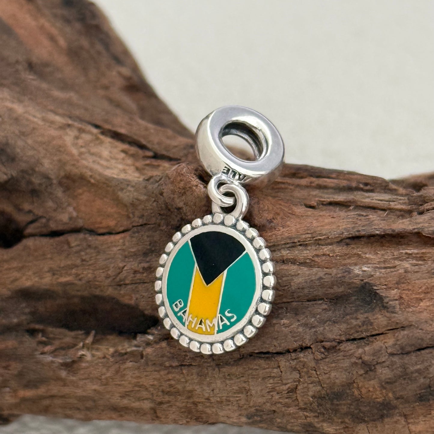 Bahamas Flag Exclusive Dangle Charm Pendant for Pandora Bracelet S925 Silver