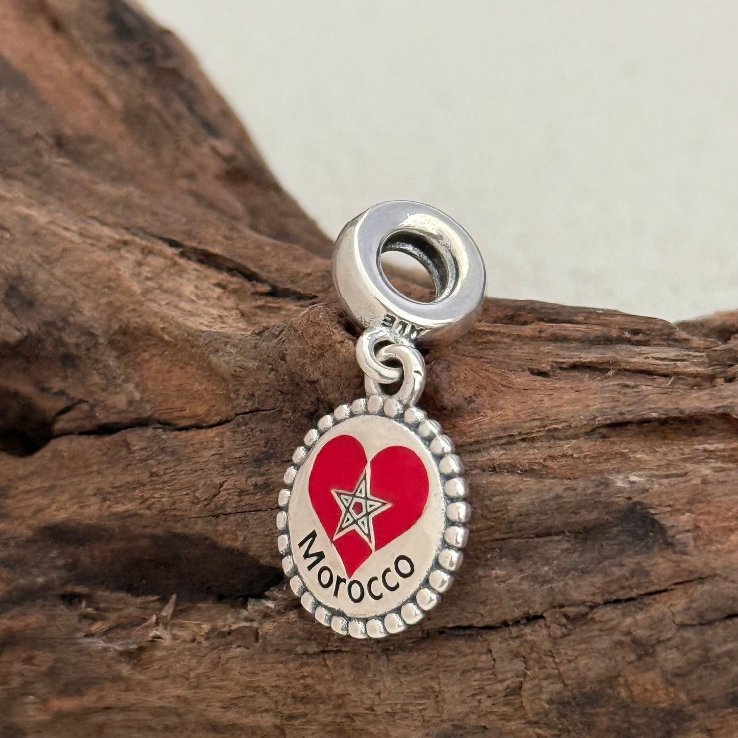 Morocco Heart Flag Exclusive Dangle Charm Pendant for Pandora Bracelet S925 Silver