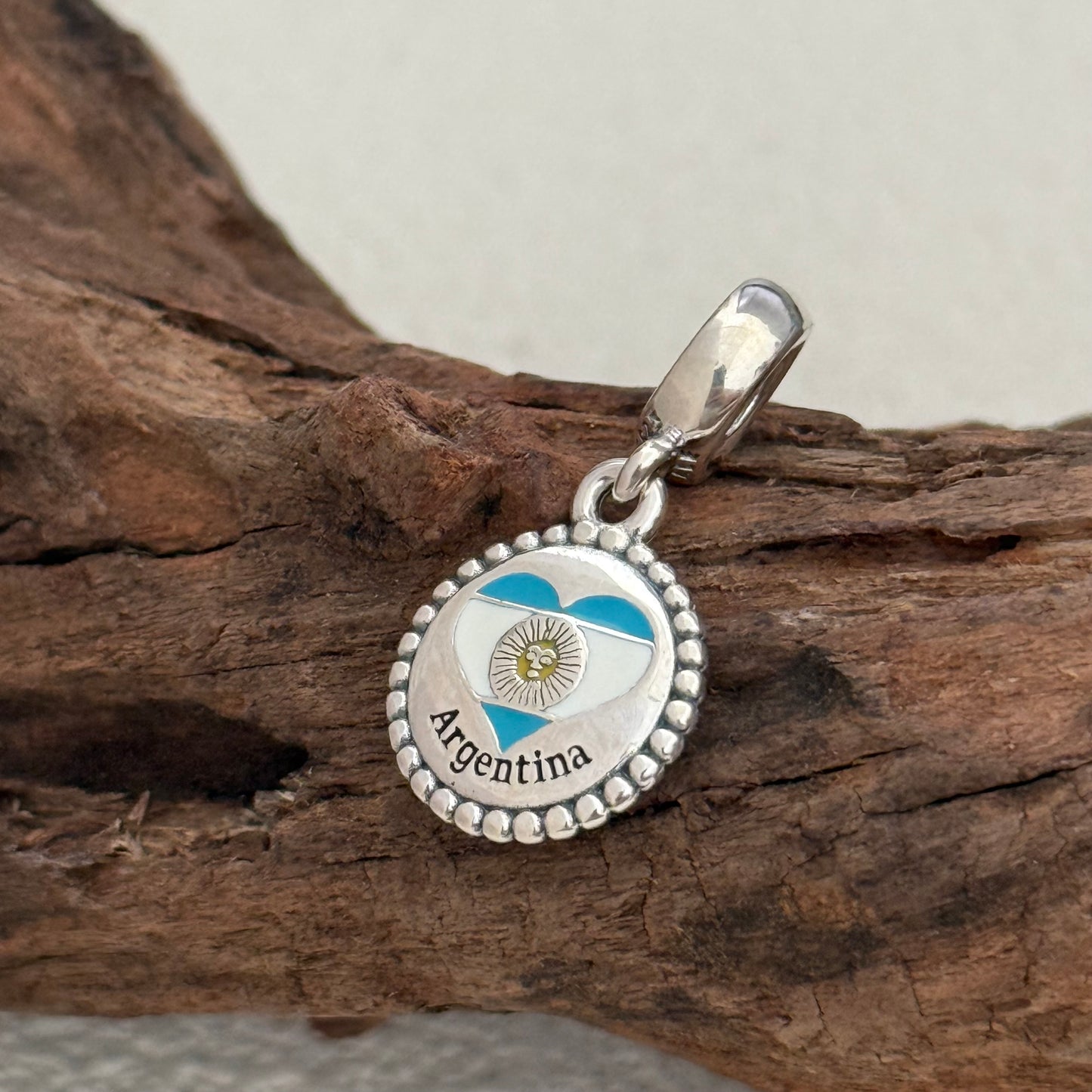 Argentina Heart Flag Exclusive Dangle Charm Pendant for Pandora Bracelet S925 Silver