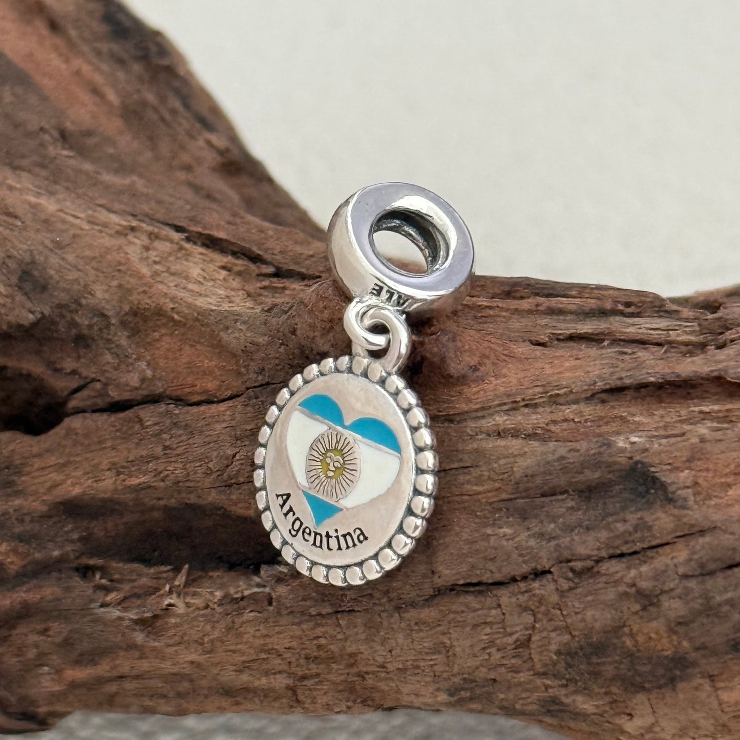 Argentina Heart Flag Exclusive Dangle Charm Pendant for Pandora Bracelet S925 Silver