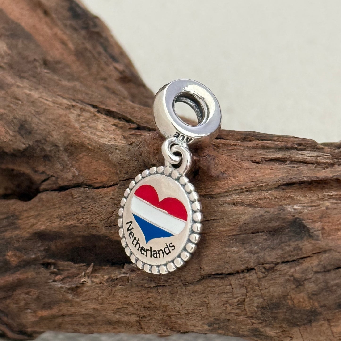 Netherlands Heart Flag Exclusive Dangle Charm Pendant for Pandora Bracelet S925 Silver
