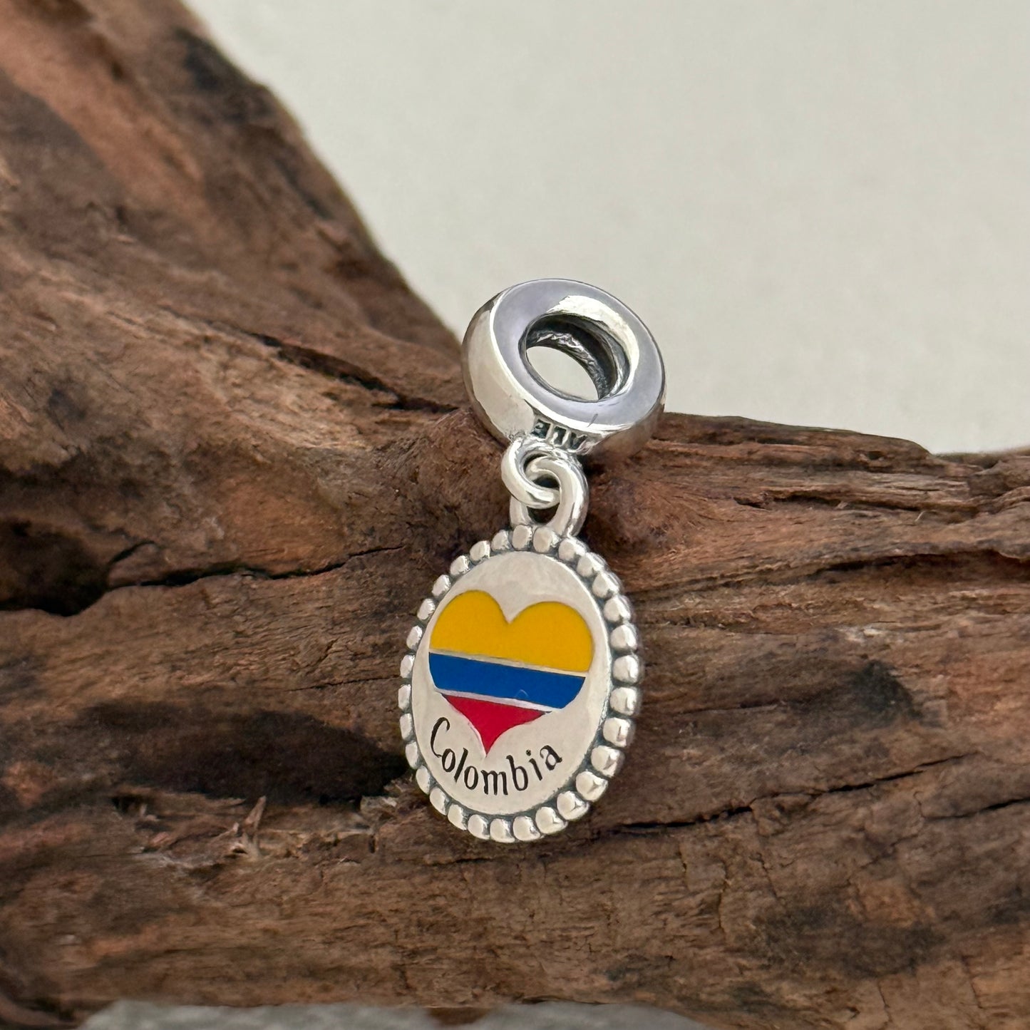 Colombia Heart Flag Exclusive Dangle Charm Pendant for Pandora Bracelet S925 Silver
