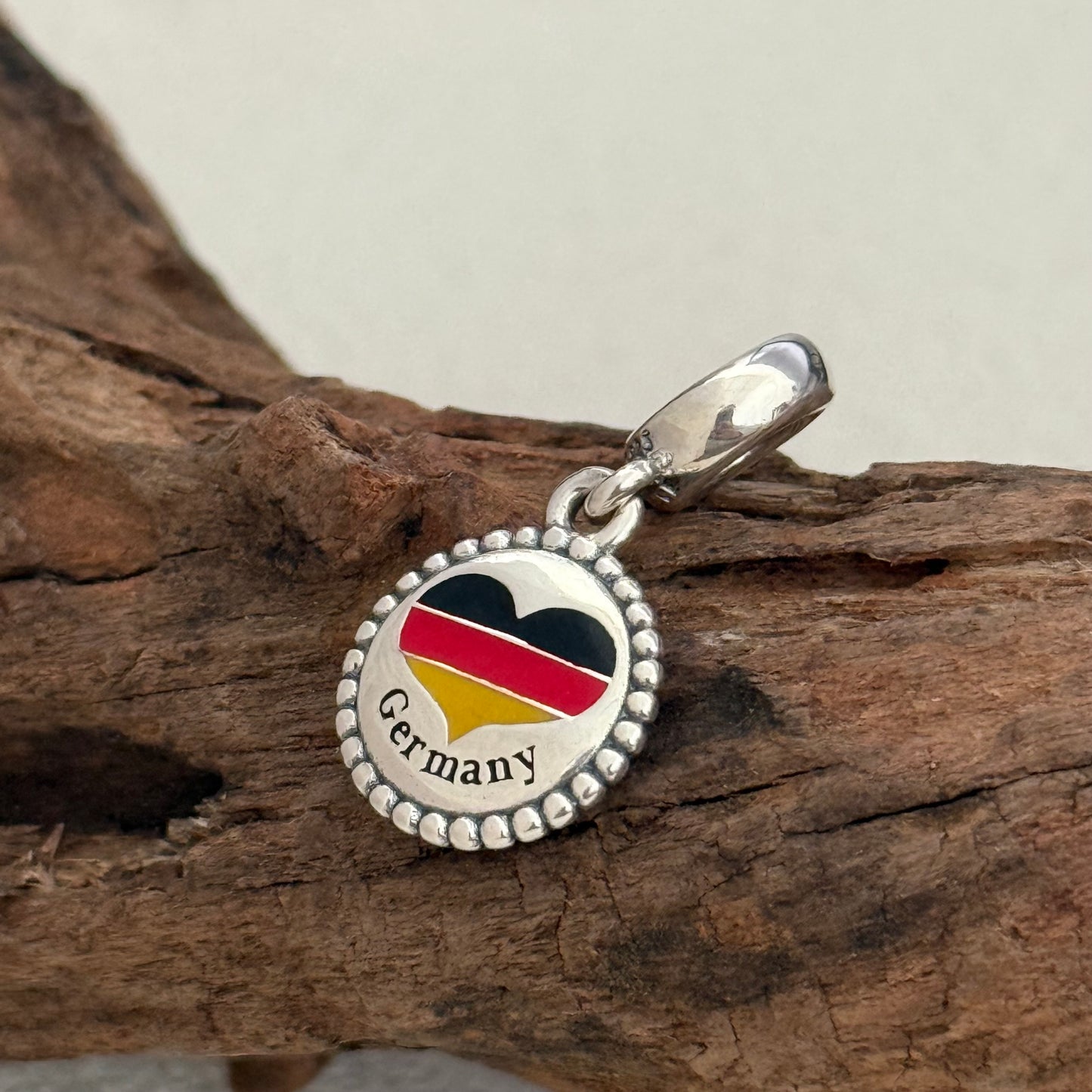 Germany Heart Flag Exclusive Dangle Charm Pendant for Pandora Bracelet S925 Silver
