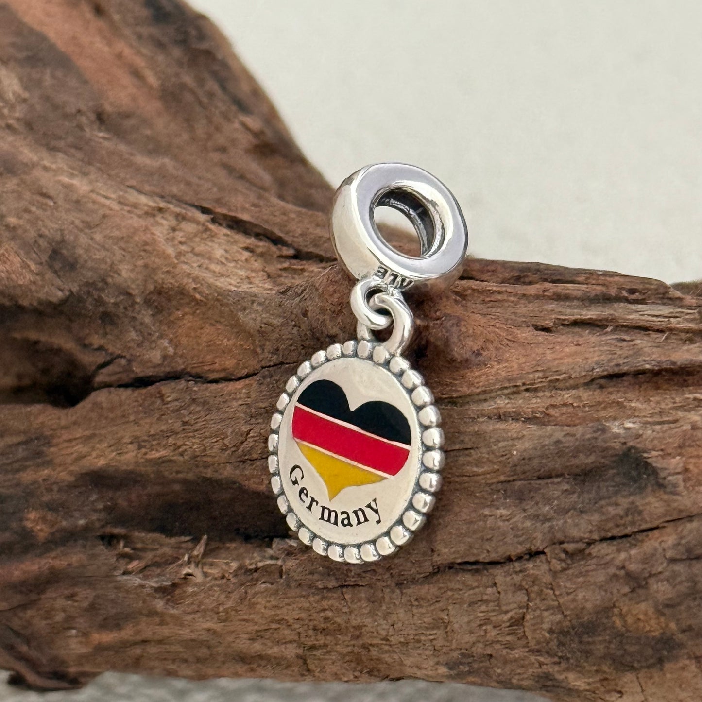 Germany Heart Flag Exclusive Dangle Charm Pendant for Pandora Bracelet S925 Silver