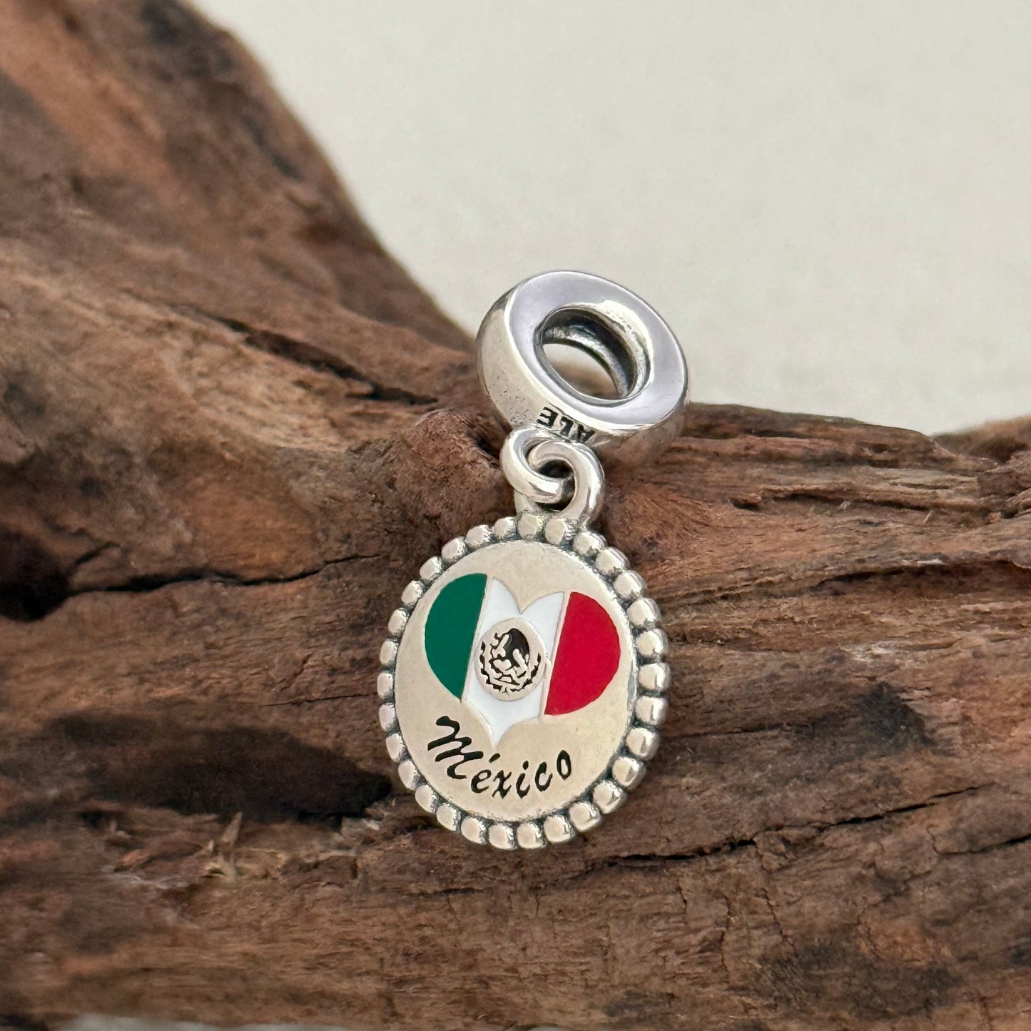 Mexico Heart Flag Exclusive Dangle Charm Pendant for Pandora Bracelet S925 Silver