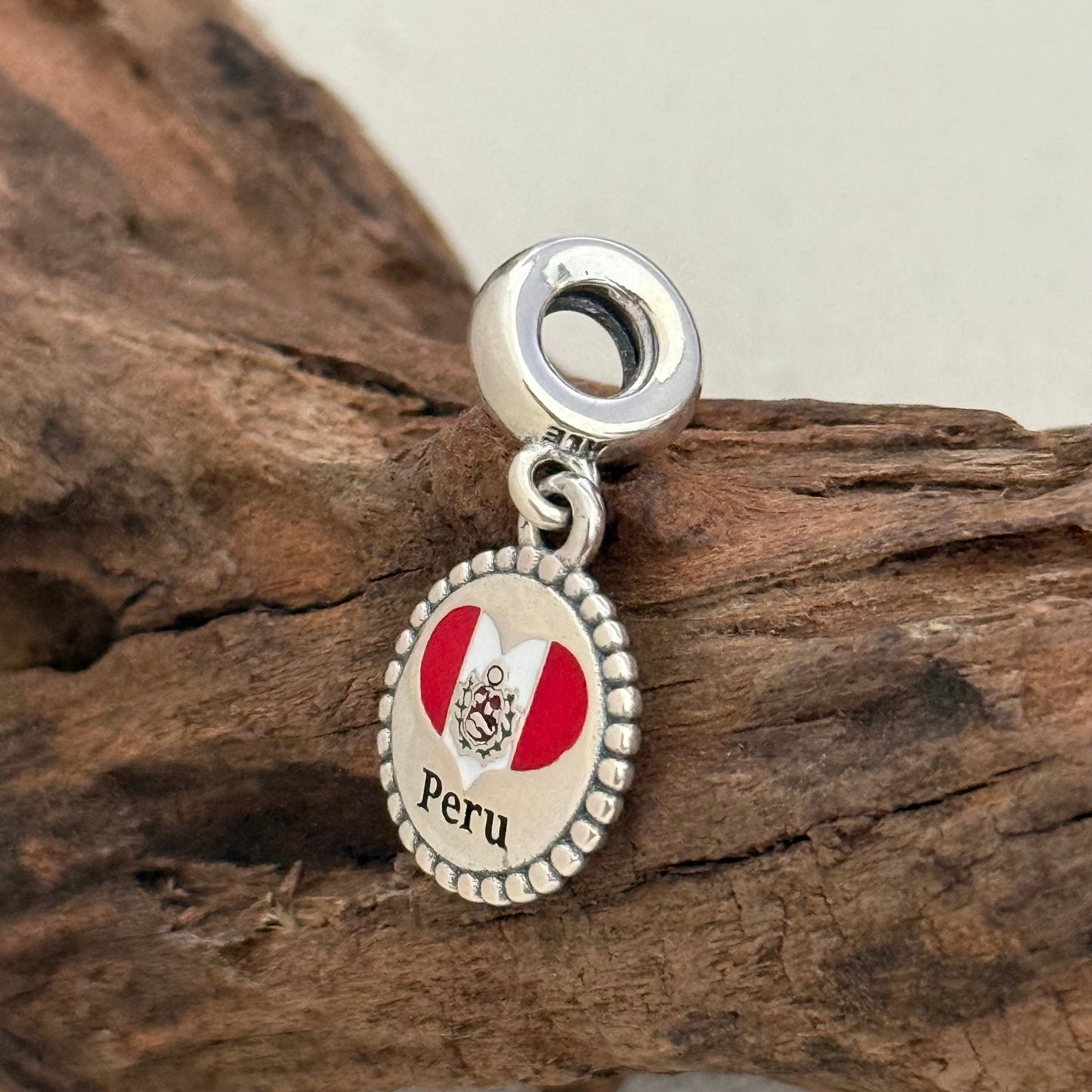 Peru Heart Flag Exclusive Dangle Charm Pendant for Pandora Bracelet S925 Silver
