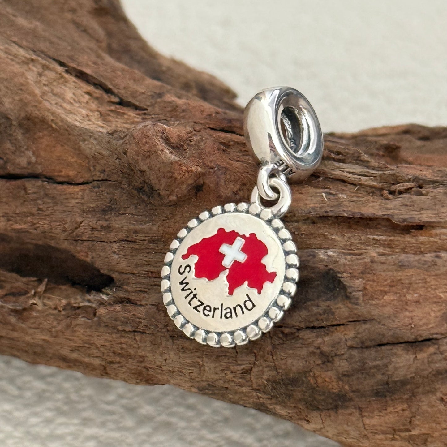 Switzerland Map Flag Exclusive Dangle Charm Pendant for Pandora Bracelet S925 Silver