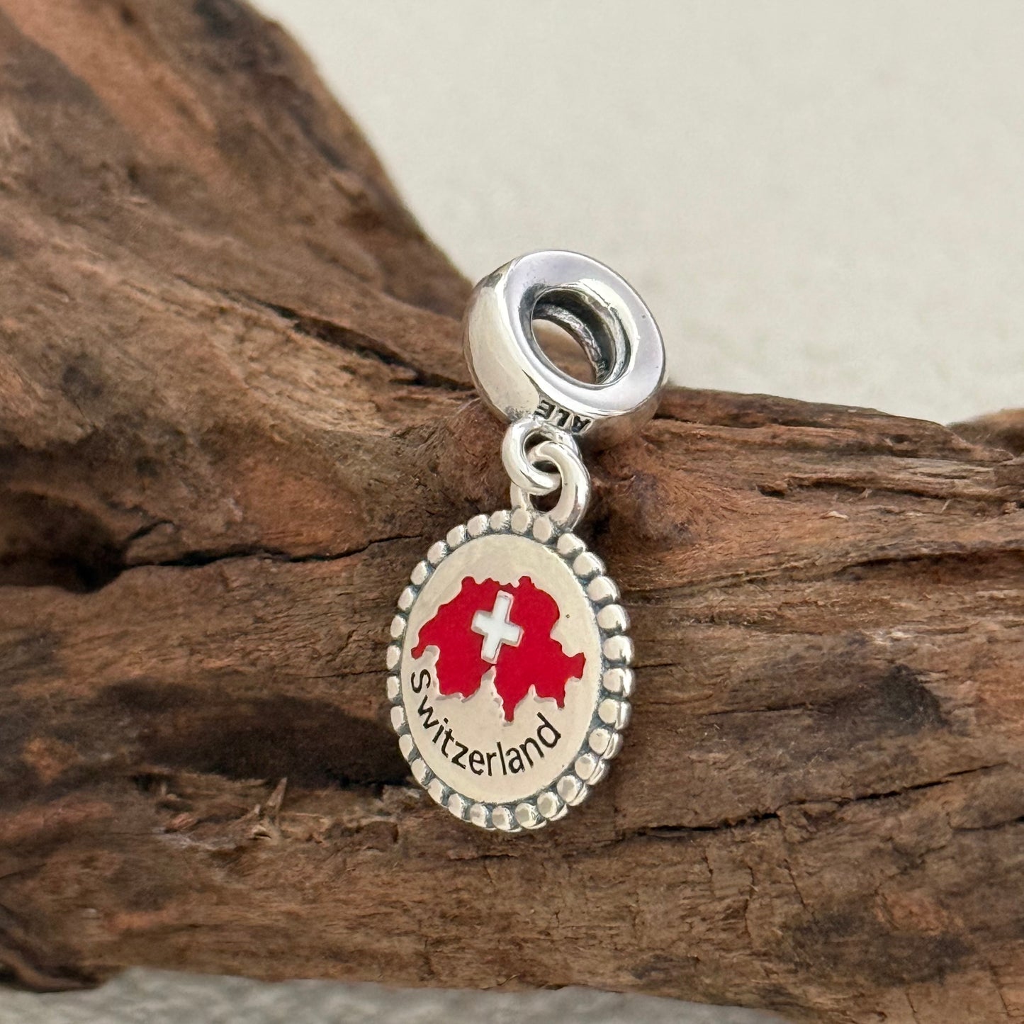 Switzerland Map Flag Exclusive Dangle Charm Pendant for Pandora Bracelet S925 Silver