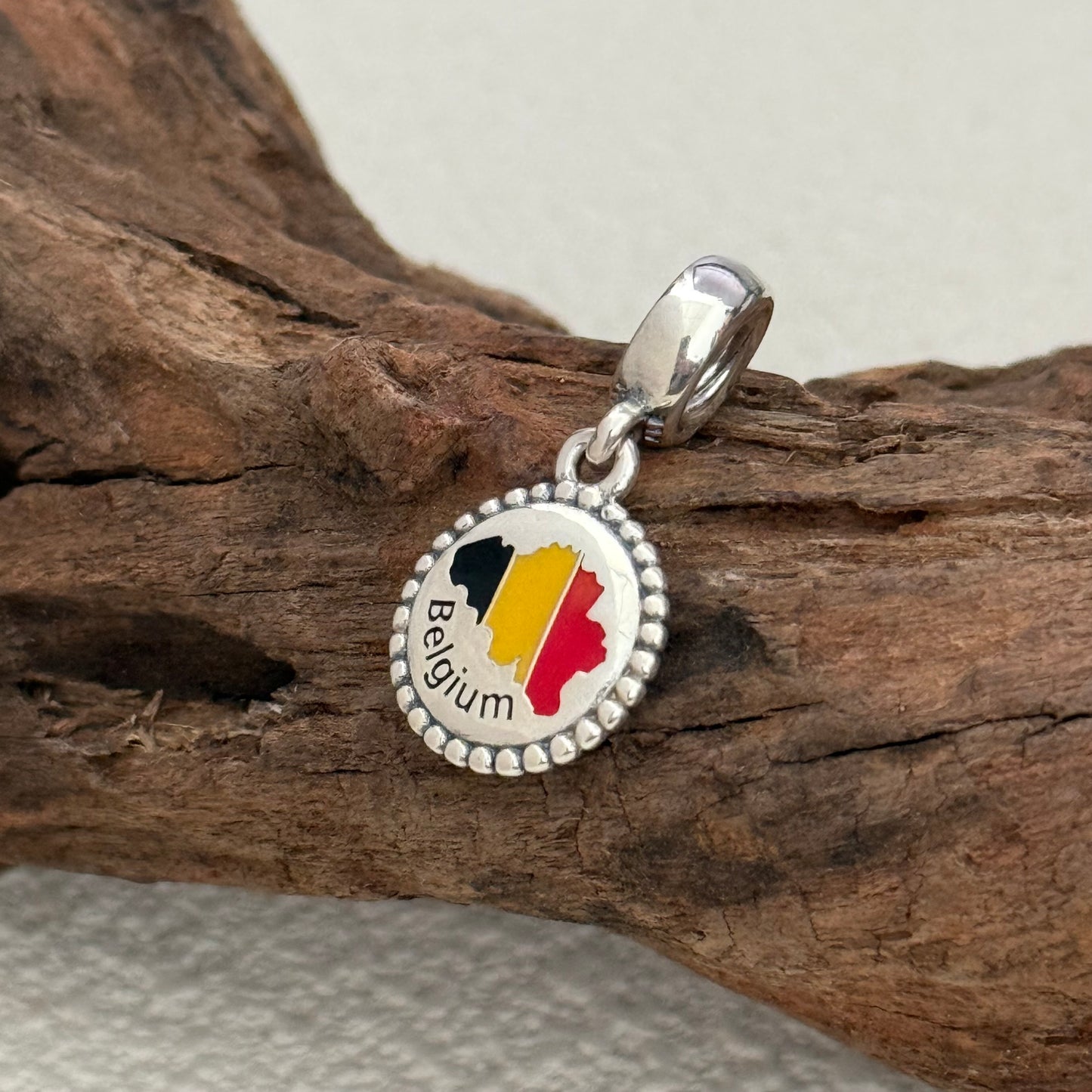 Belgium Map Flag Exclusive Dangle Charm Pendant for Pandora Bracelet S925 Silver