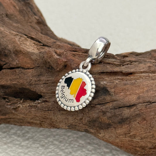 Belgium Map Flag Exclusive Dangle Charm Pendant for Pandora Bracelet S925 Silver