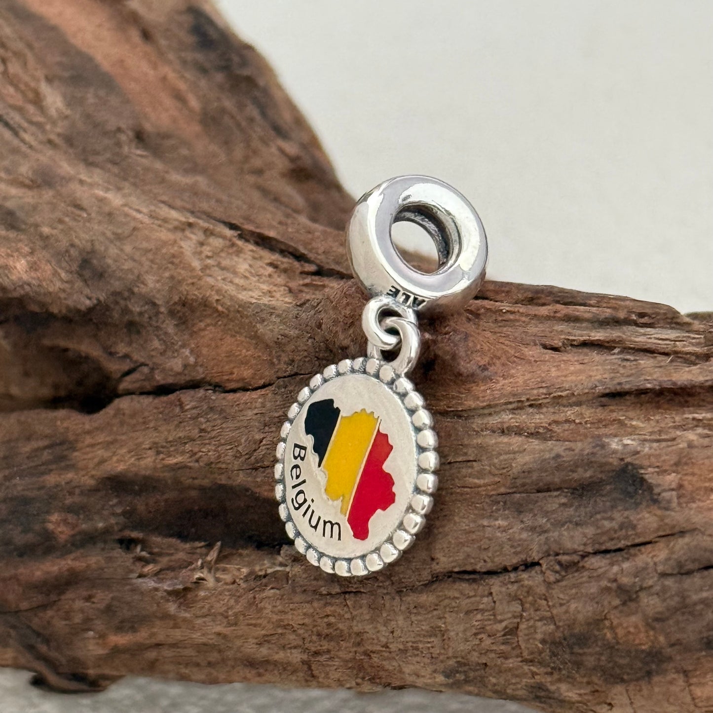 Belgium Map Flag Exclusive Dangle Charm Pendant for Pandora Bracelet S925 Silver
