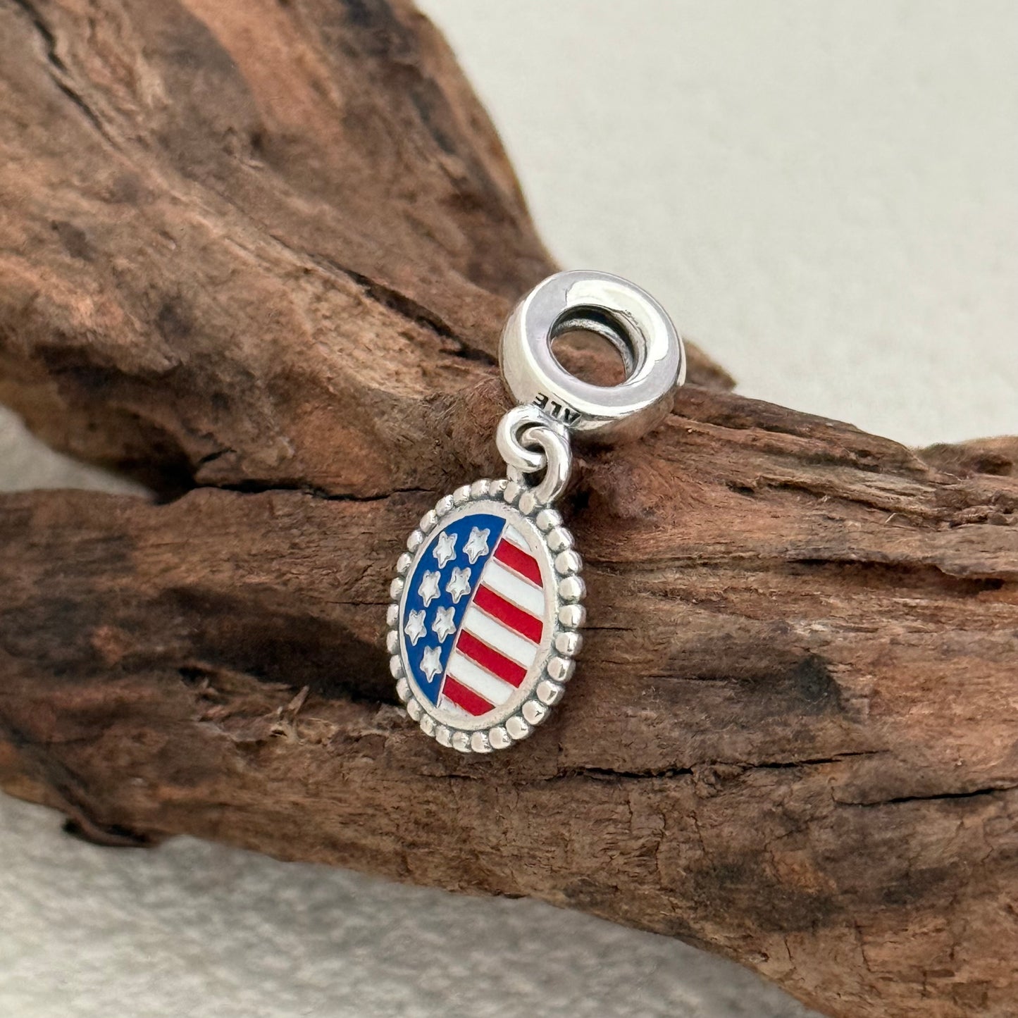 America Flag Exclusive Dangle Charm Pendant for Pandora Bracelet S925 Silver