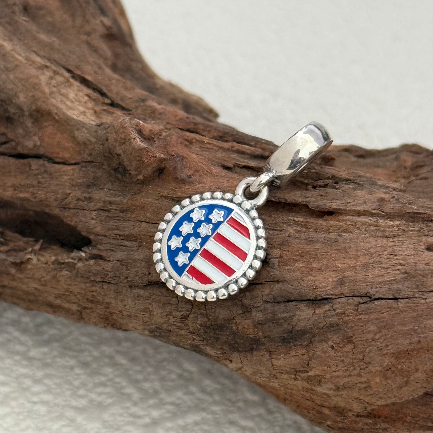 America Flag Exclusive Dangle Charm Pendant for Pandora Bracelet S925 Silver