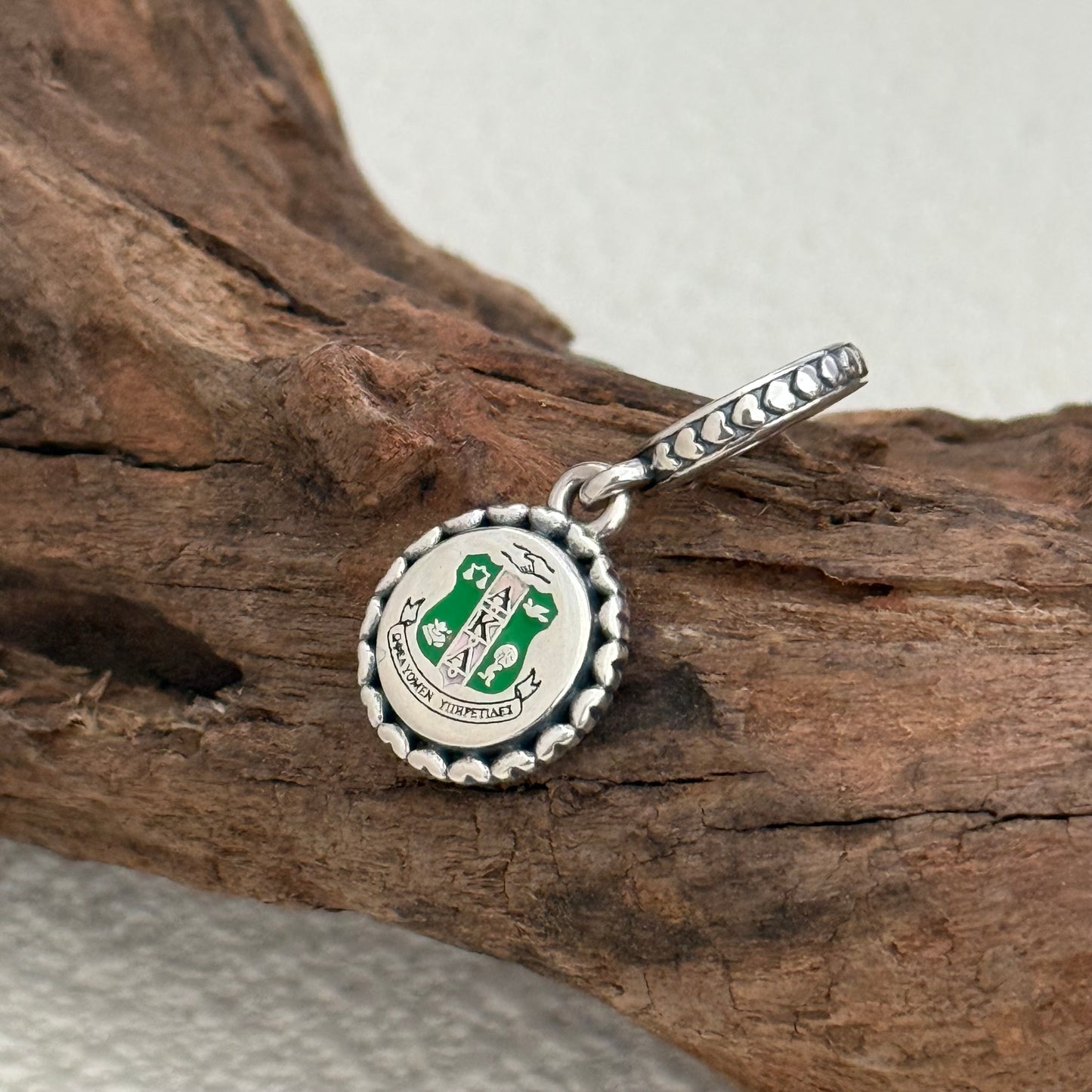 Alpha Kappa Alpha Flag A.K.A Exclusive Dangle Charm Pendant for Pandora Bracelet S925 Silver