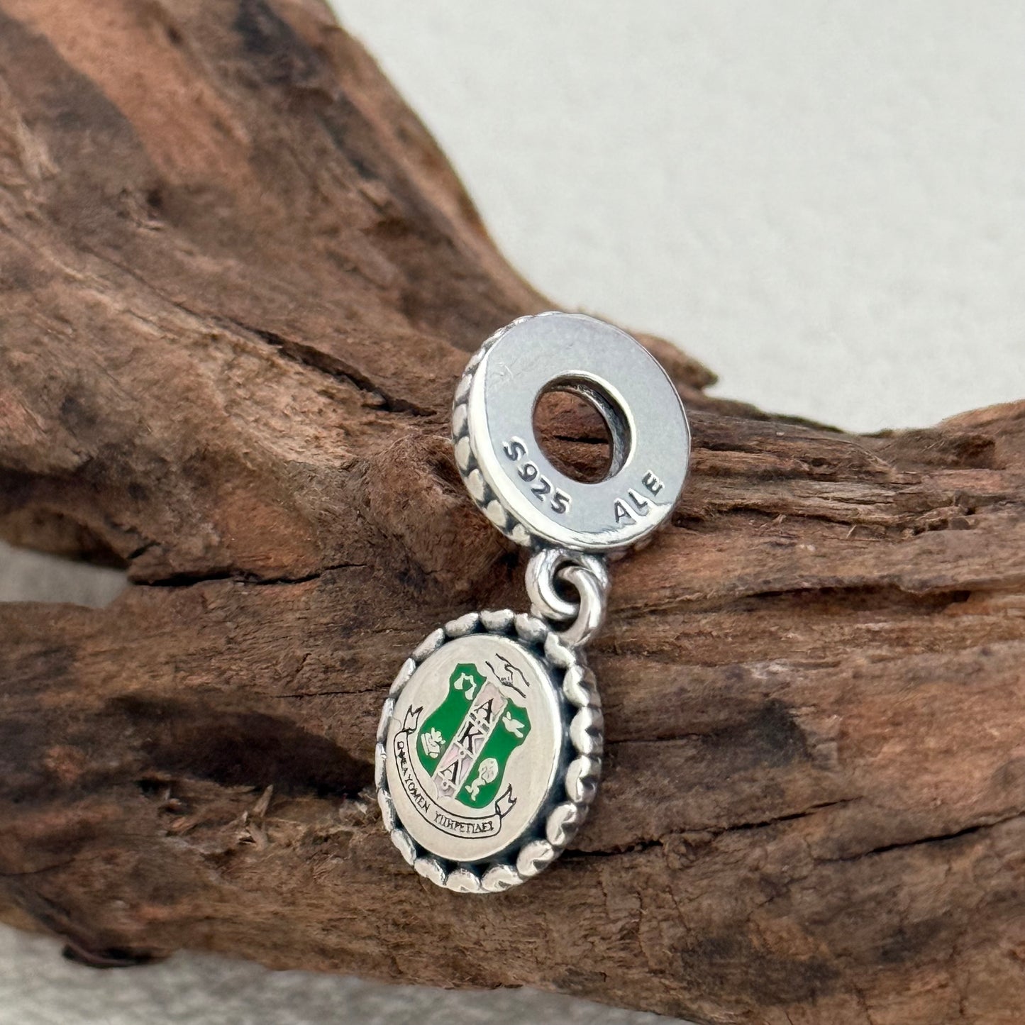 Alpha Kappa Alpha Flag A.K.A Exclusive Dangle Charm Pendant for Pandora Bracelet S925 Silver