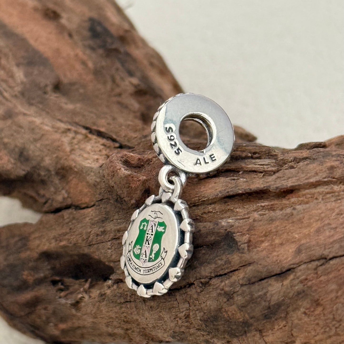 Alpha Kappa Alpha Flag A.K.A Heart Around Exclusive Dangle Charm Pendant for Pandora Bracelet S925 Silver
