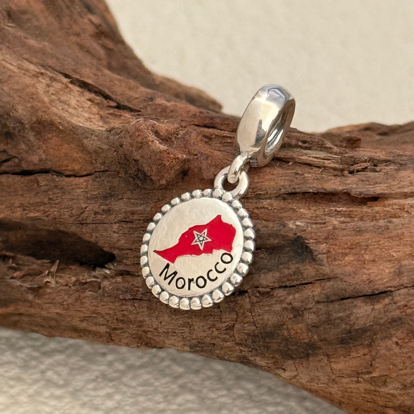 Morocco Map Flag Exclusive Dangle Charm Pendant for Pandora Bracelet S925 Silver
