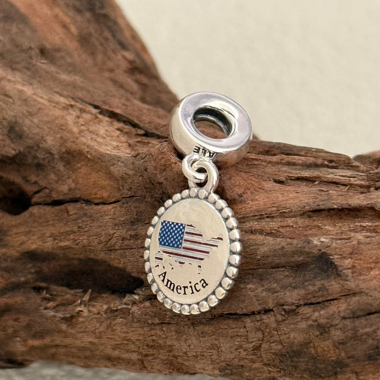 America Map Flag Exclusive Dangle Charm Pendant for Pandora Bracelet S925 Silver