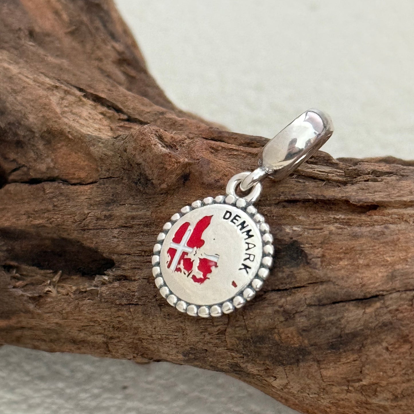 DENMARK Map Flag Exclusive Dangle Charm Pendant for Pandora Bracelet S925 Silver