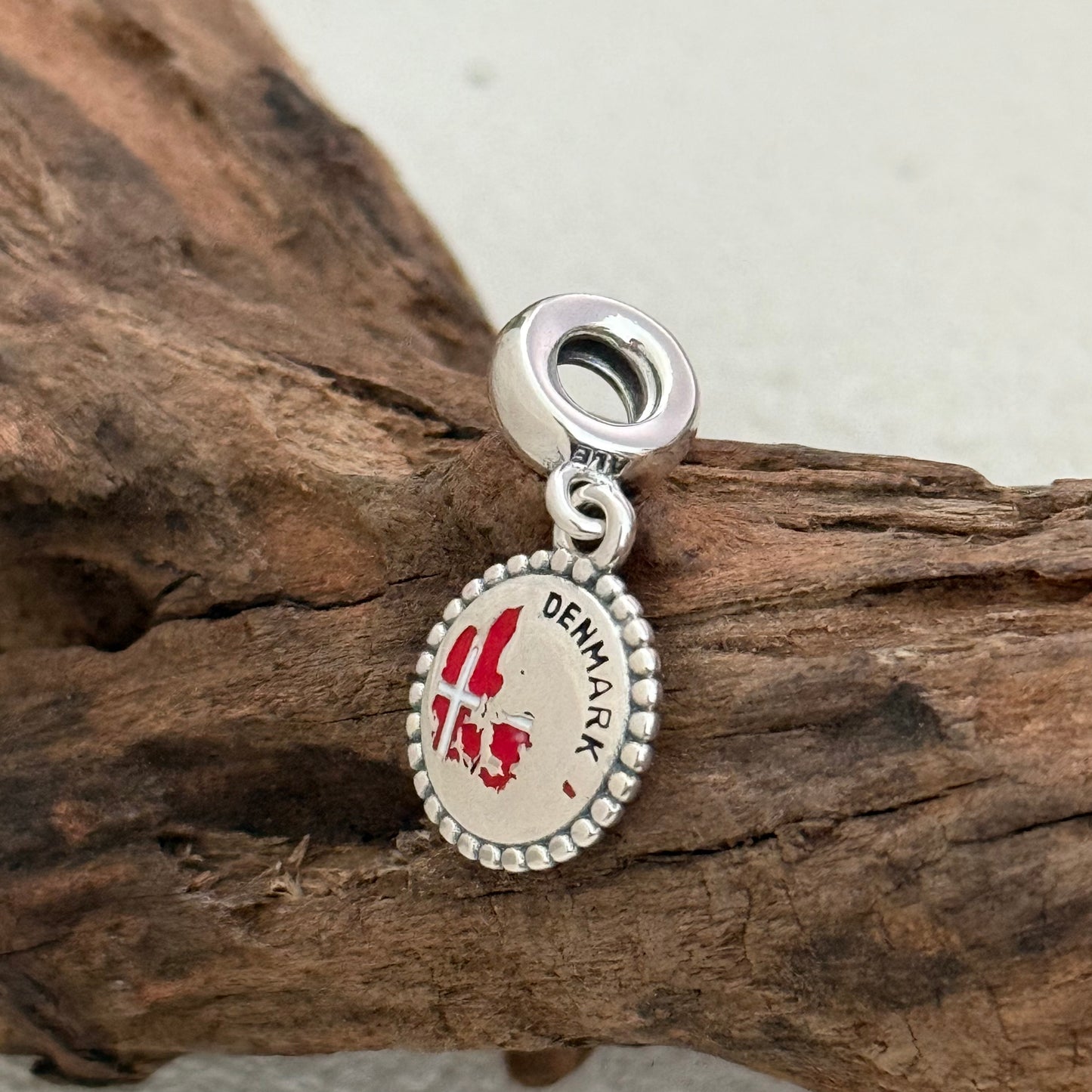 DENMARK Map Flag Exclusive Dangle Charm Pendant for Pandora Bracelet S925 Silver