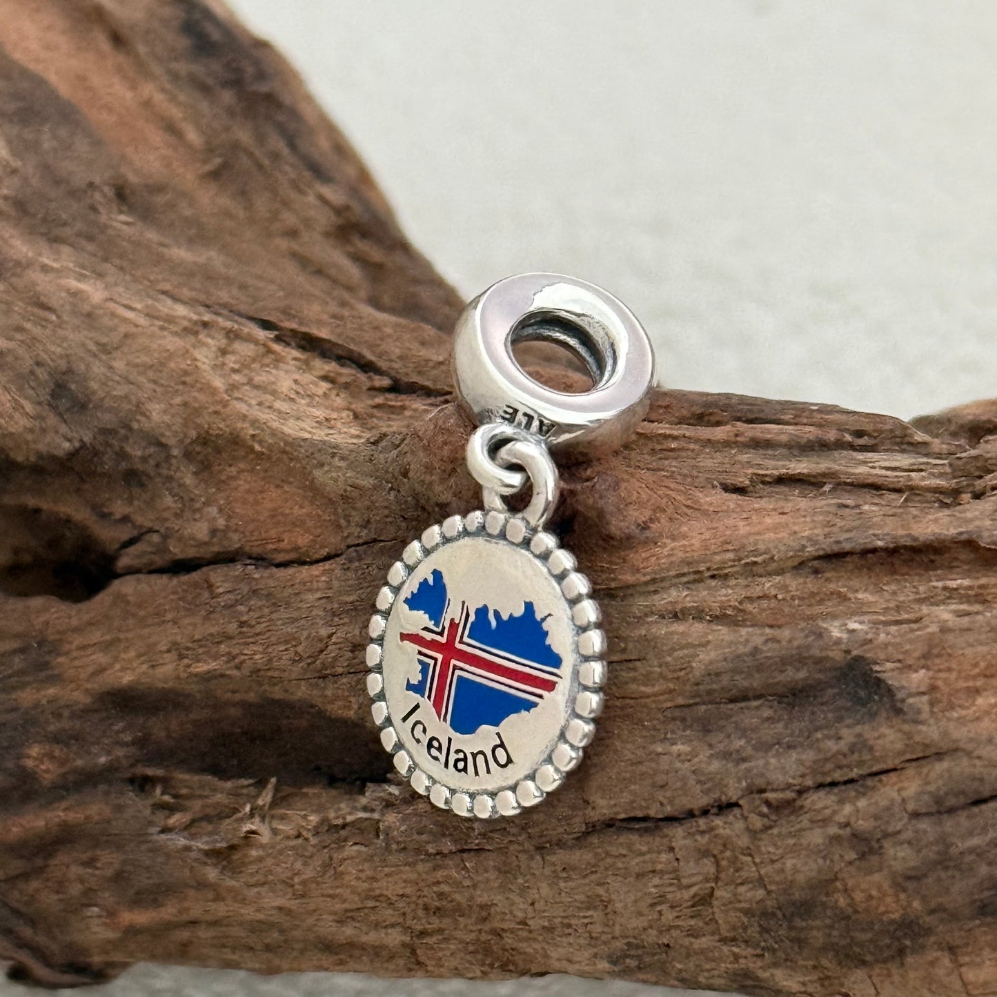 Iceland Map Flag Exclusive Dangle Charm Pendant for Pandora Bracelet S925 Silver