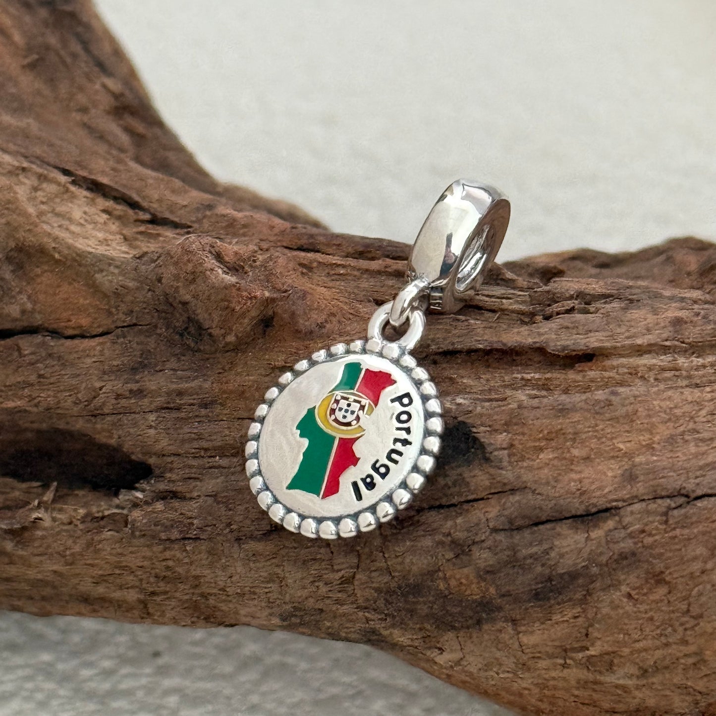 Portugal Map Flag Exclusive Dangle Charm Pendant for Pandora Bracelet S925 Silver
