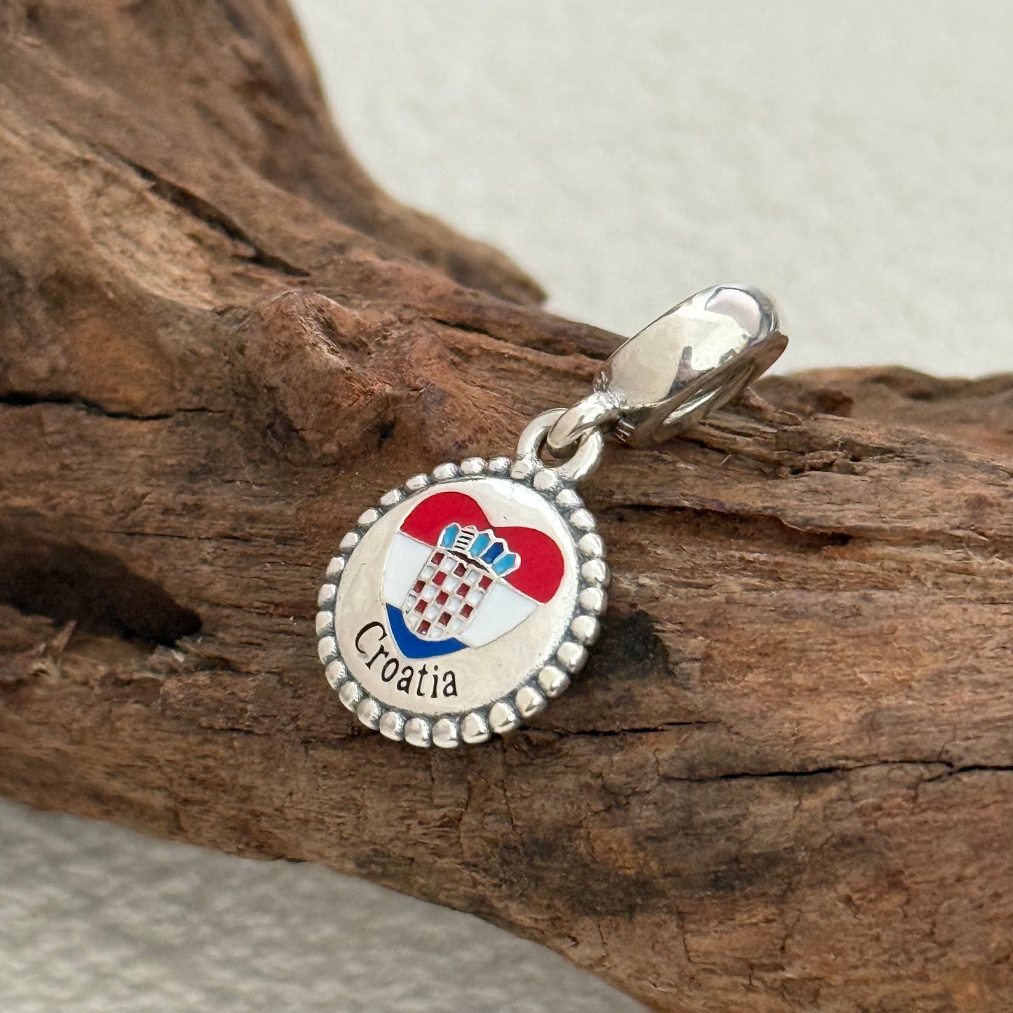 Pandora CROATIA Heart Flag Exclusive Dangle Charm Pendant for Pandora Bracelet S925 Silver