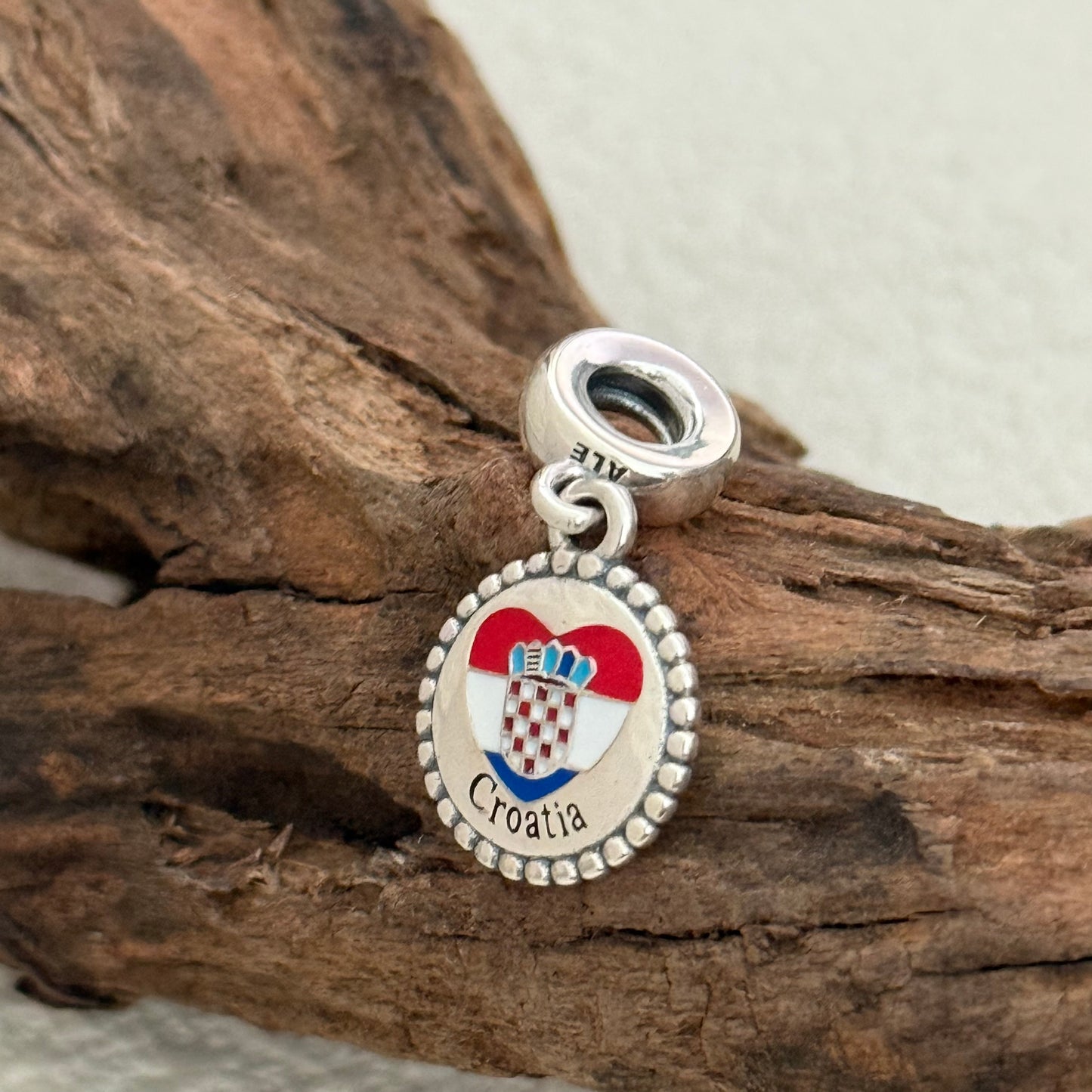 Pandora CROATIA Heart Flag Exclusive Dangle Charm Pendant for Pandora Bracelet S925 Silver