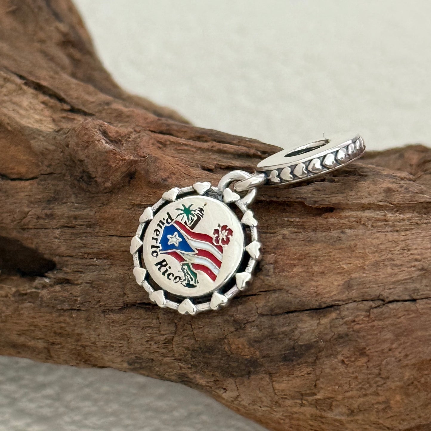 Pandora Puerto Rico Heart around Exclusive Dangle Charm Pendant for Pandora Bracelet S925 Silver
