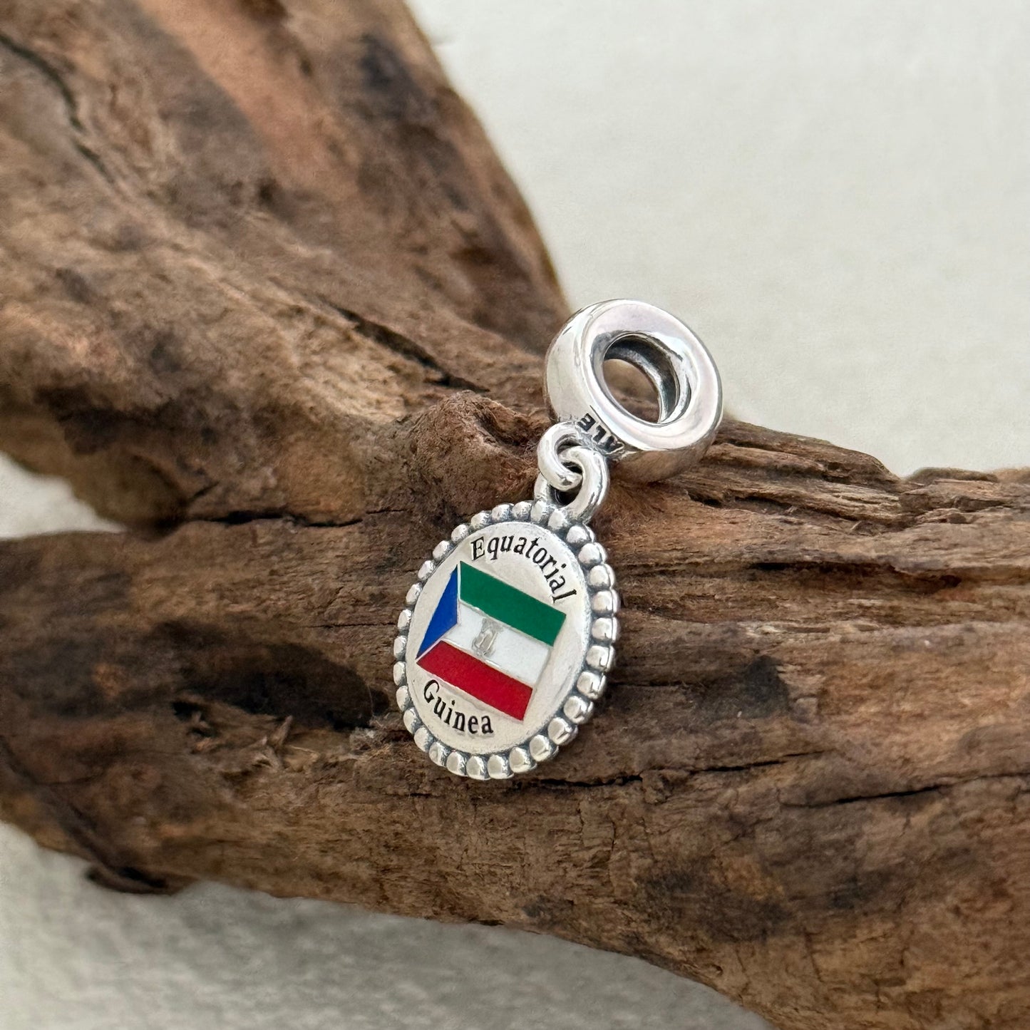 Pandora Equatorial Guinea Flag Exclusive Dangle Charm Pendant for Pandora Bracelet S925 Silver