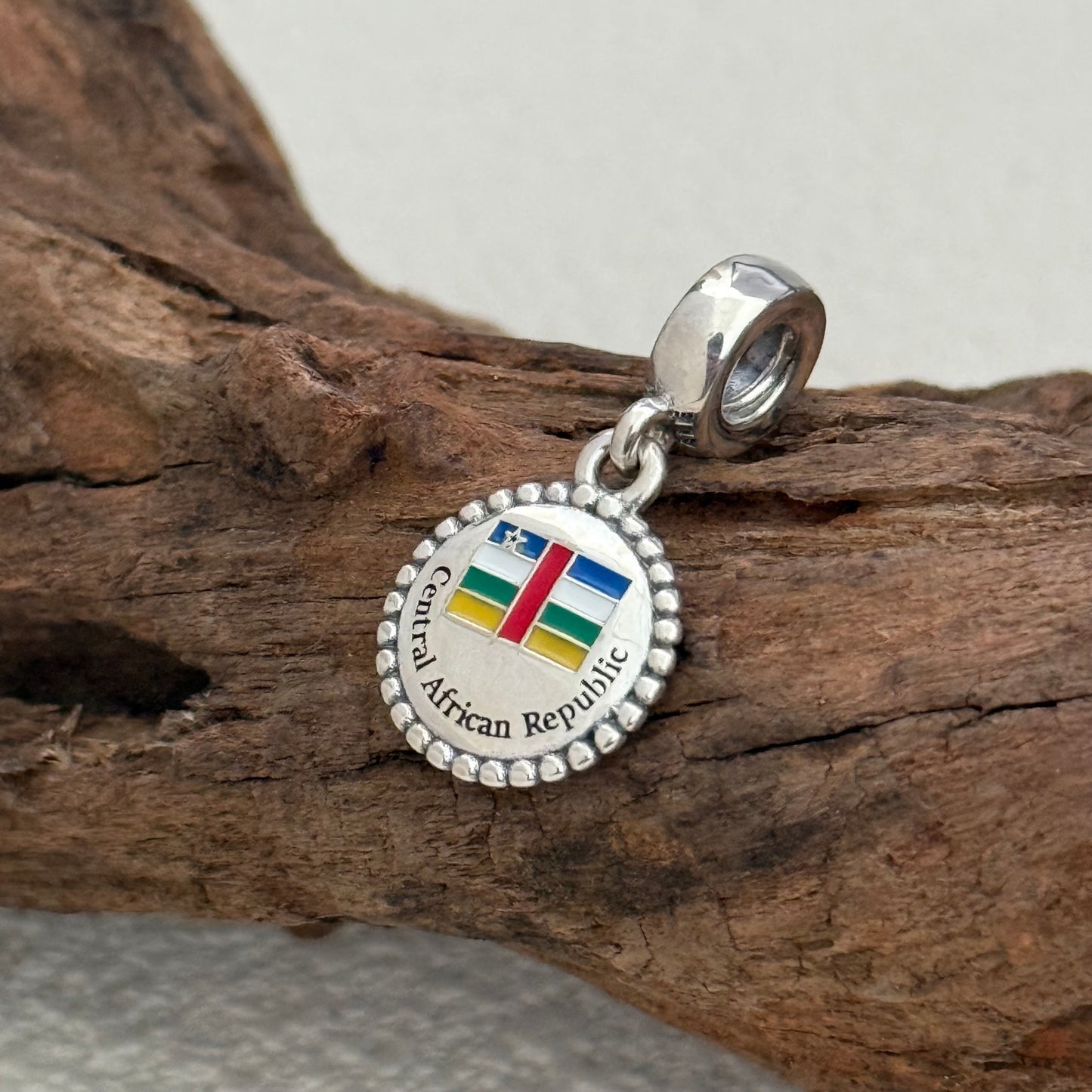 Pandora Central African Republic Flag Exclusive Dangle Charm Pendant for Pandora Bracelet S925 Silver
