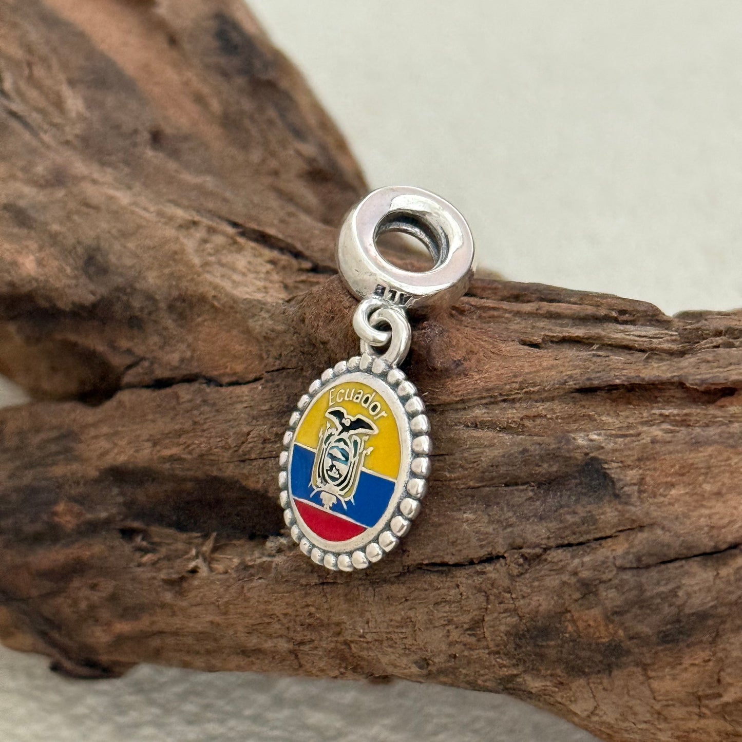 Ecuador Flag Exclusive Heart Dangle Charm Pendant for Pandora Bracelet