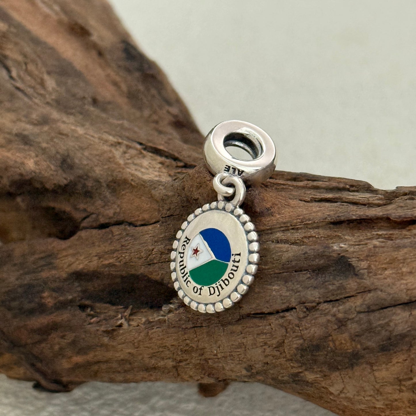 Republic of Djibouti Flag Exclusive Dangle Charm Pendant for Pandora Bracelet