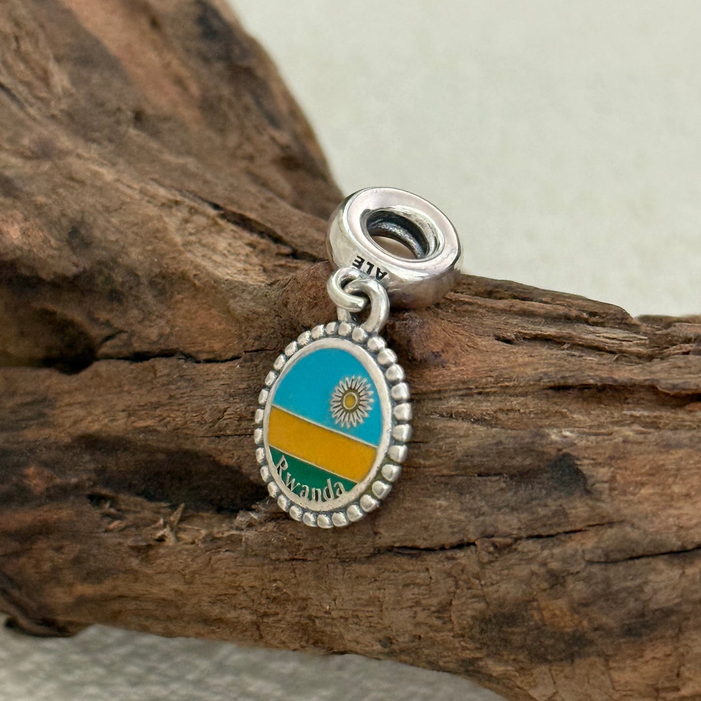 Rwanda Flag Exclusive Dangle Charm Pendant for Pandora Bracelet