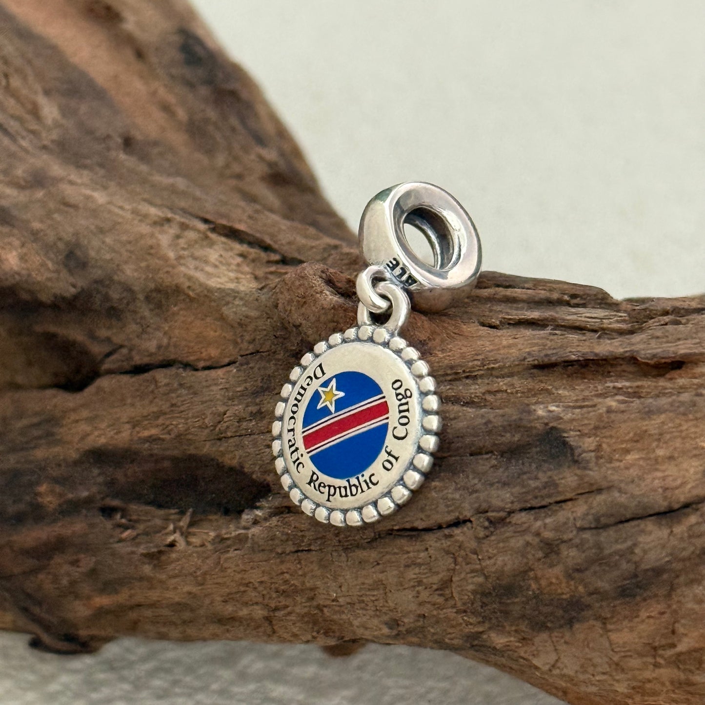 Democratic Republic of Congo Exclusive Dangle Charm Pendant for Pandora Bracelet