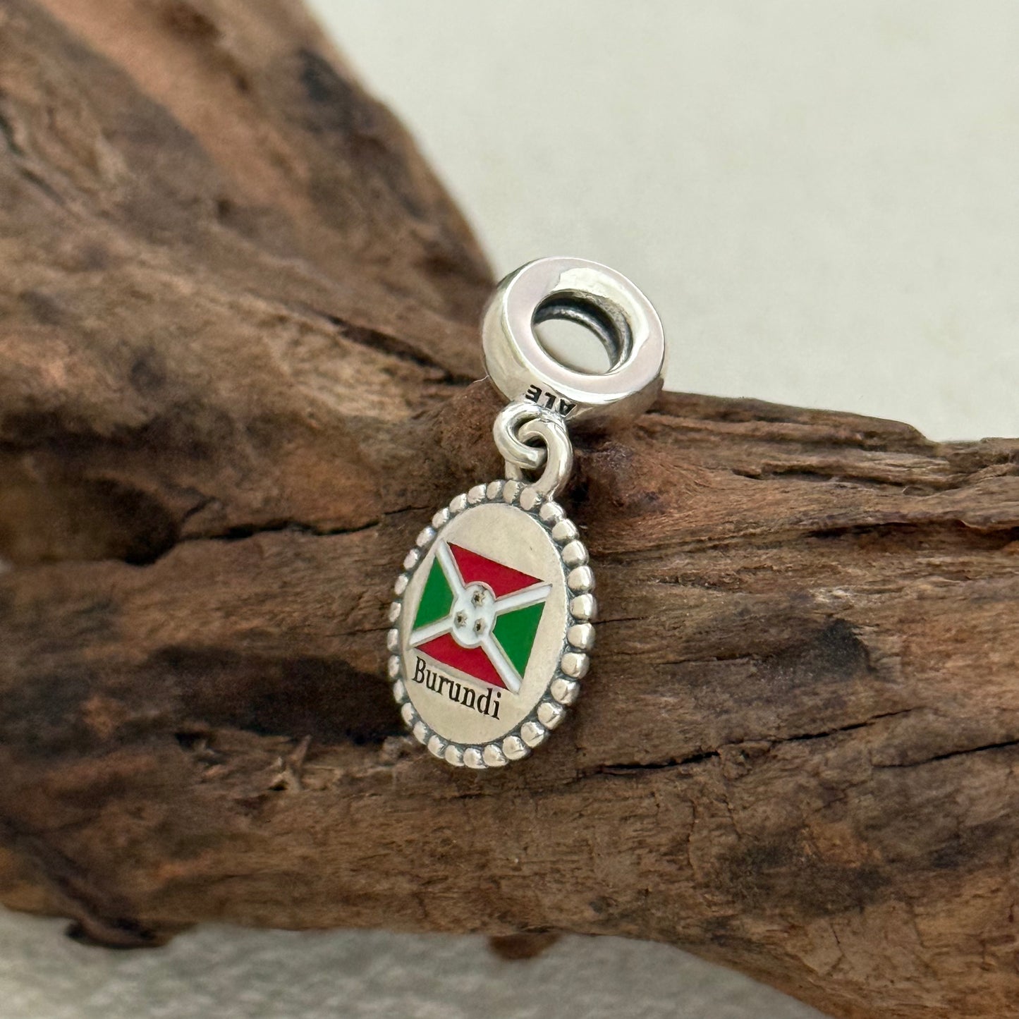 Burundi Flag Exclusive Dangle Charm Pendant for Pandora Bracelet