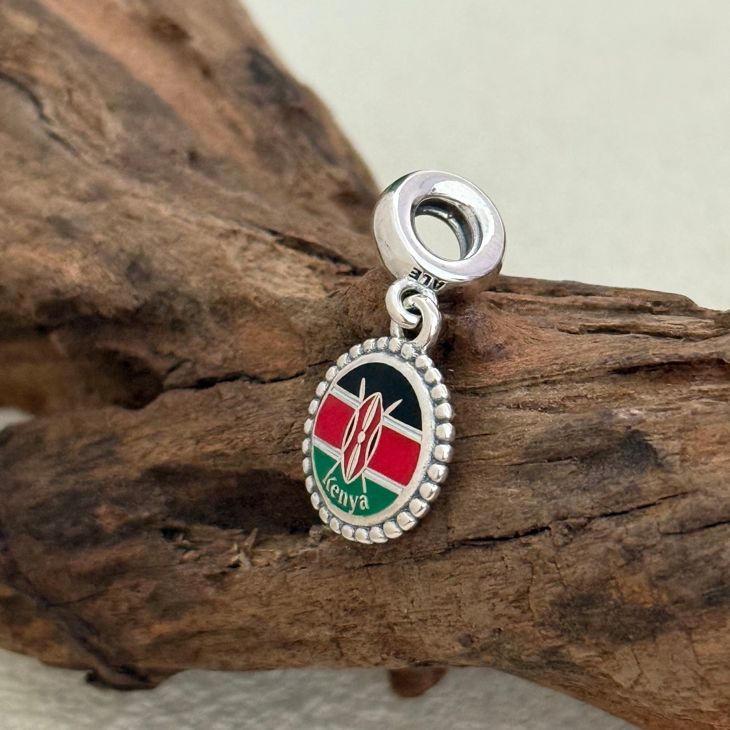 Kenya Flag Exclusive Dangle Charm Pendant for Pandora Bracelet