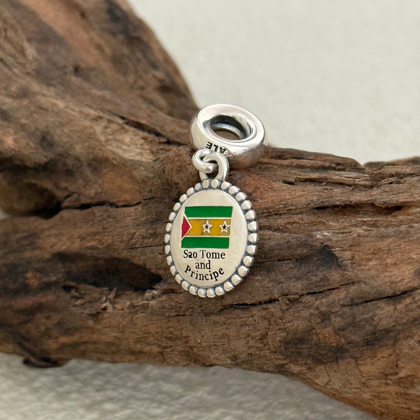 Sao Tome and Principe Flag Exclusive Dangle Charm Pendant for Pandora Bracelet
