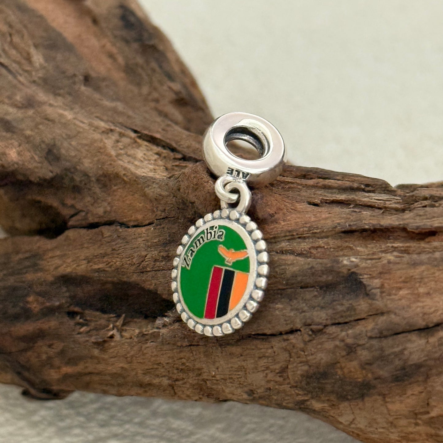 Zambia Flag Exclusive Dangle Charm Pendant for Pandora Bracelet