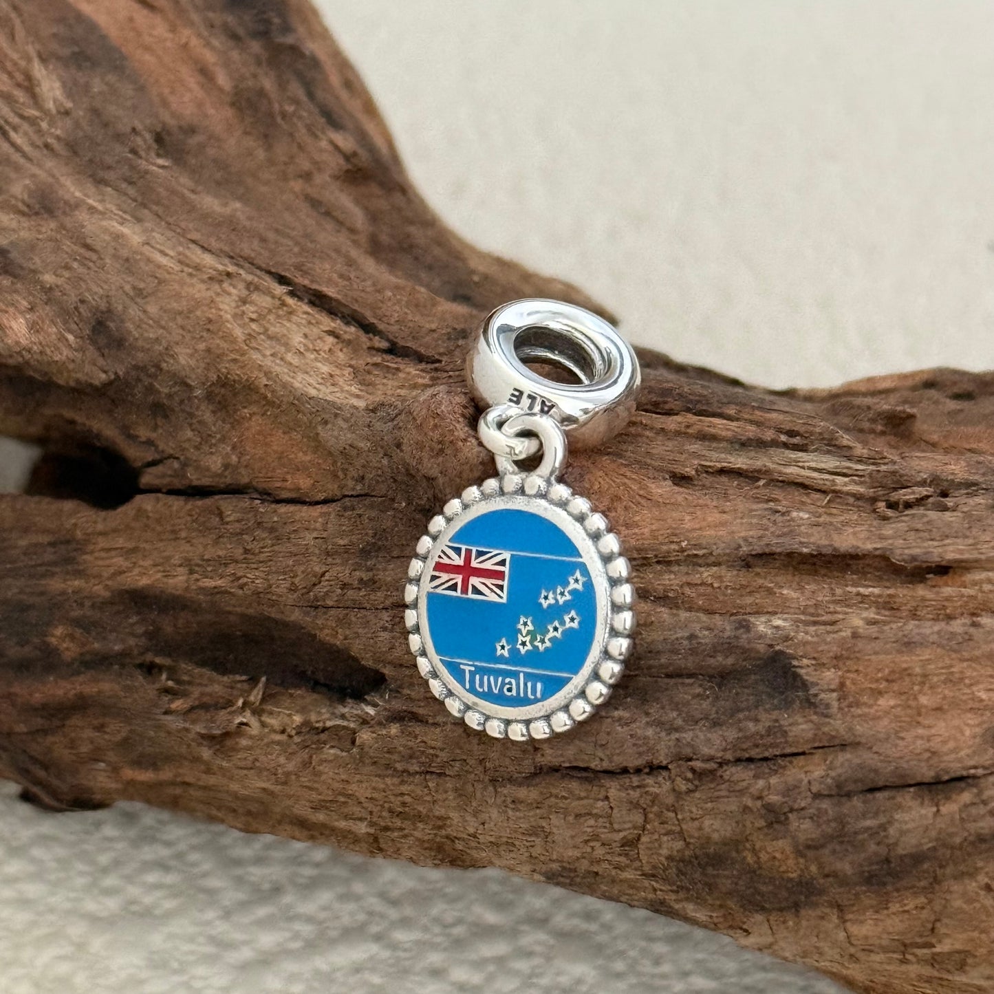 Pandora Tuvalu Flag Exclusive Dangle Charm Pendant for Pandora Bracelet S925 Silver