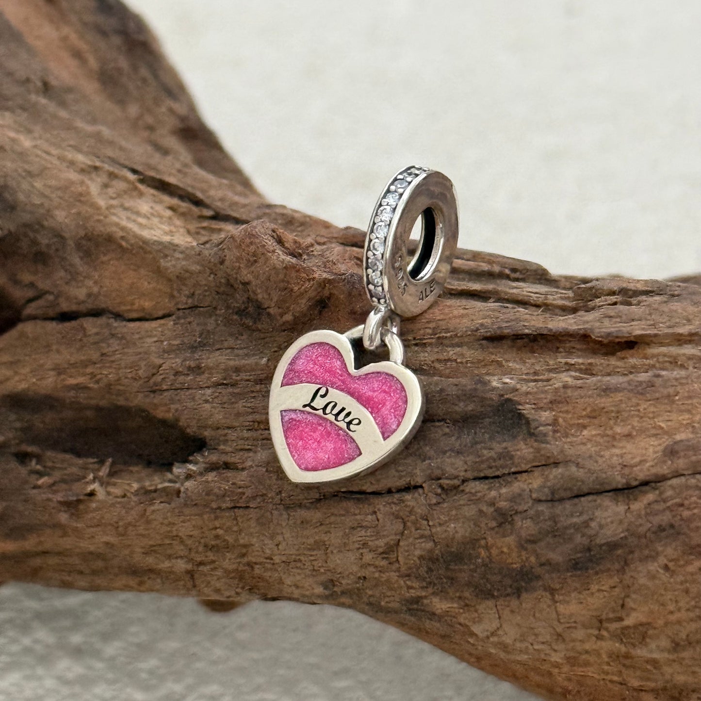 Aruba Love Pink Heart Dangle Exclusive Dangle Charm Pendant for Pandora Bracelet