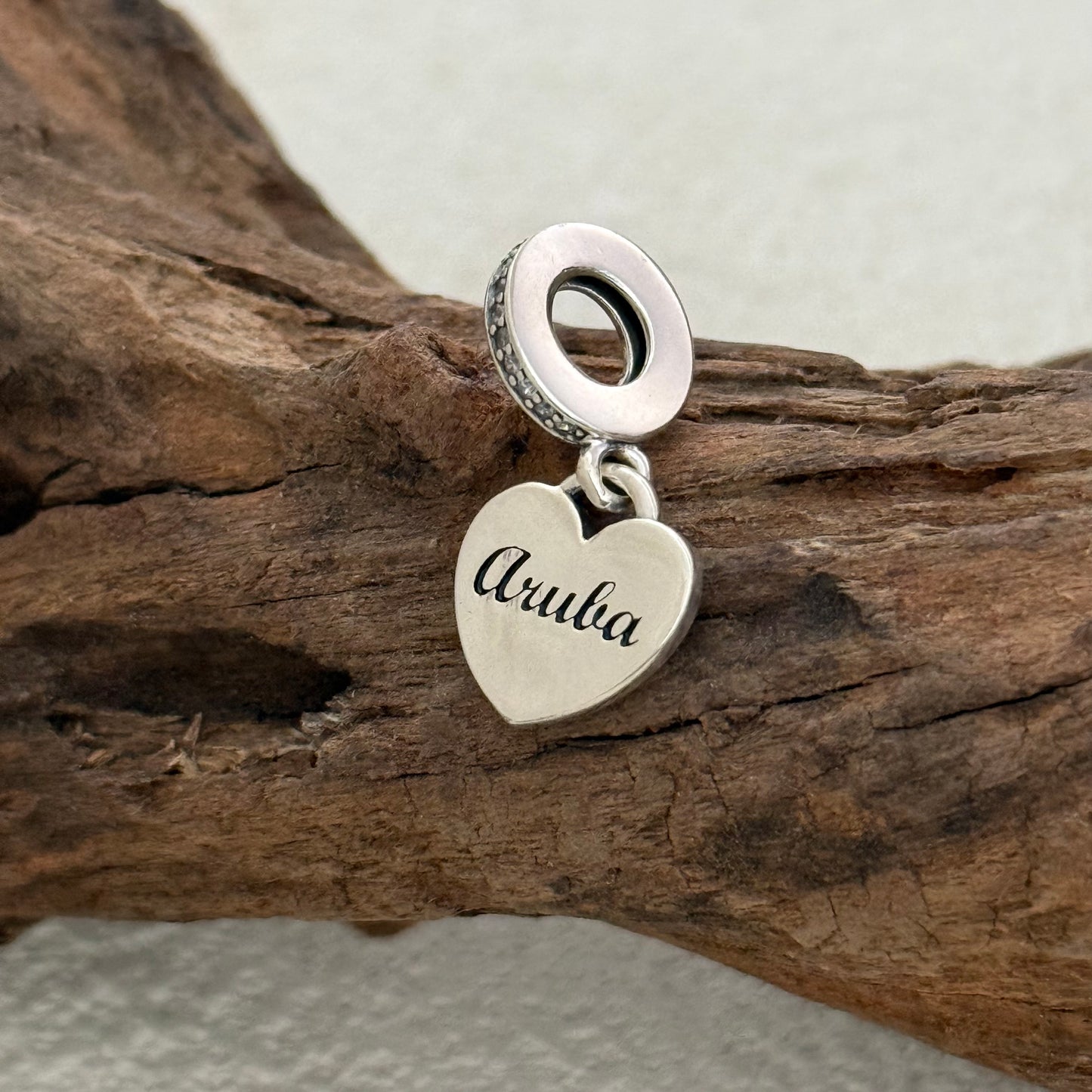 Aruba Love Pink Heart Dangle Exclusive Dangle Charm Pendant for Pandora Bracelet
