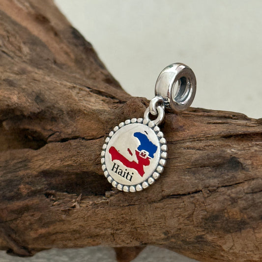 Haiti Map Flag Exclusive Dangle Charm Pendant for Pandora Bracelet