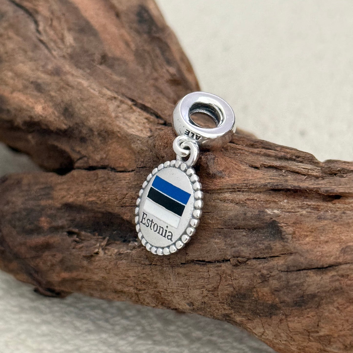 Estonia Flag Exclusive Dangle Charm Pendant for Pandora Bracelet