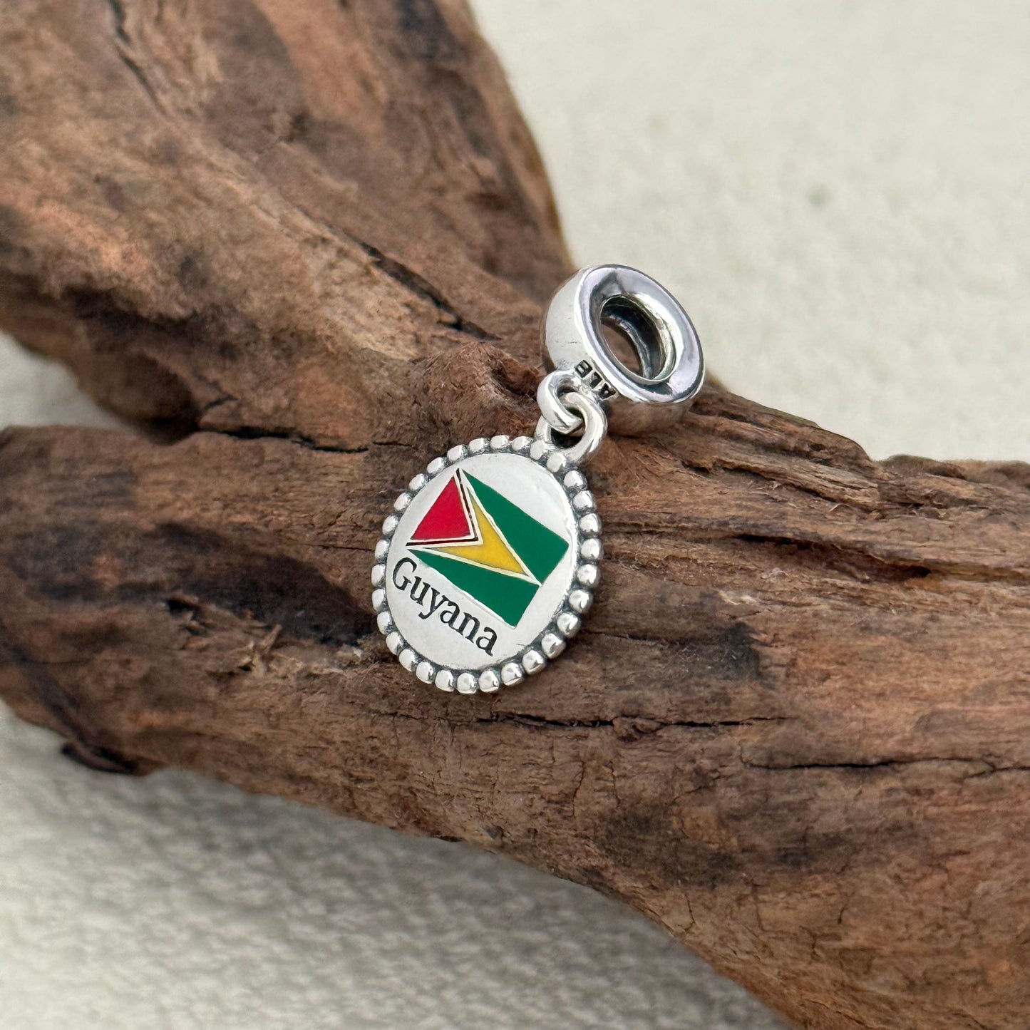 Guyana Flag Exclusive Dangle Charm Pendant for Pandora Bracelet