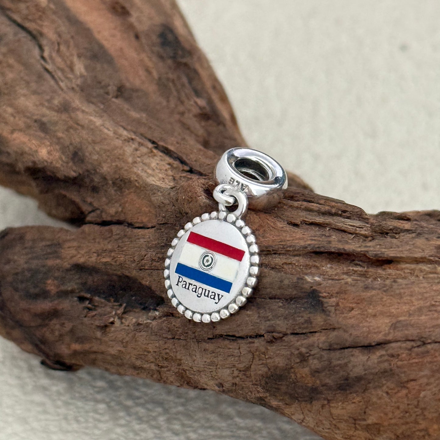 Paraguay Flag Exclusive Dangle Charm for Pandora Bracelet