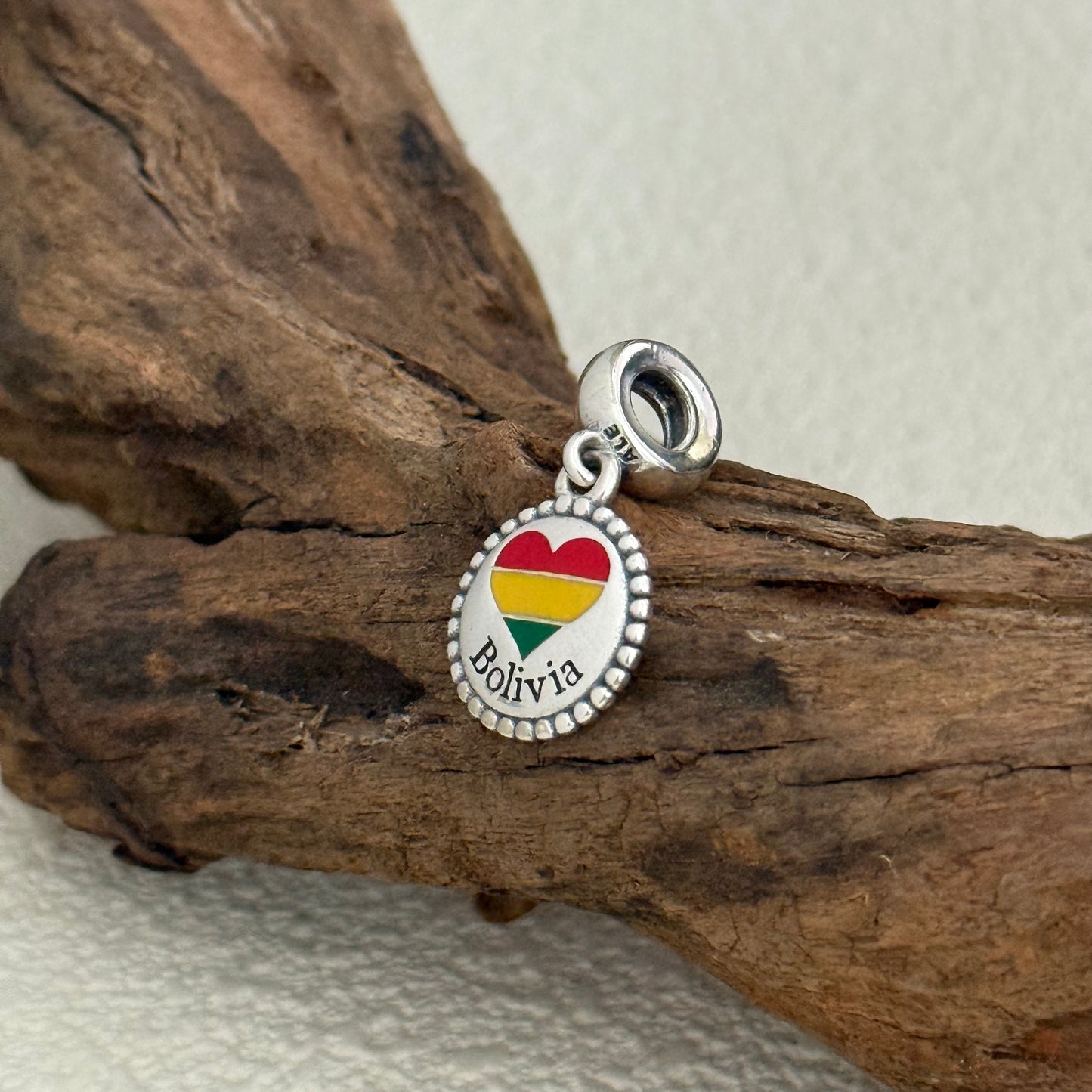 Bolivia Heart Flag Exclusive Dangle Charm for Pandora Bracelet