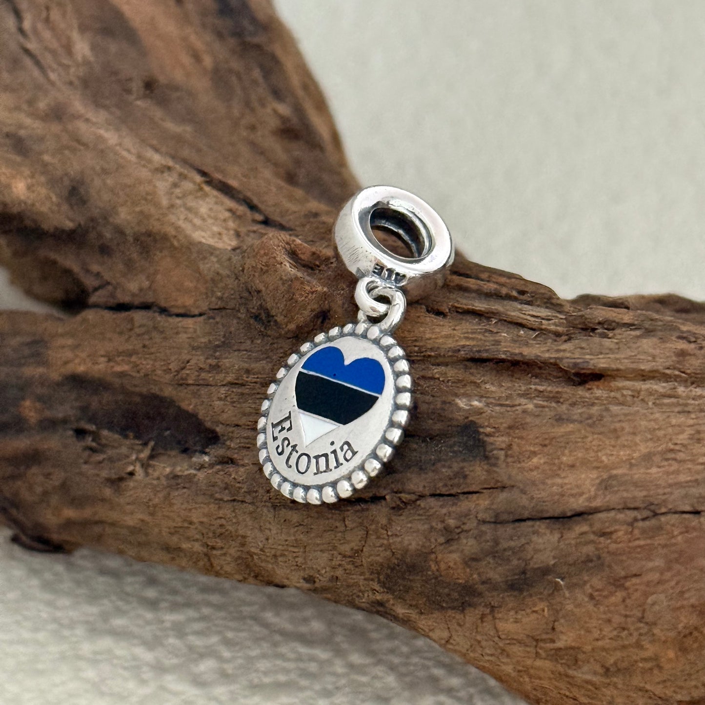 Estonia Heart Flag Exclusive Dangle Charm for Pandora Bracelet