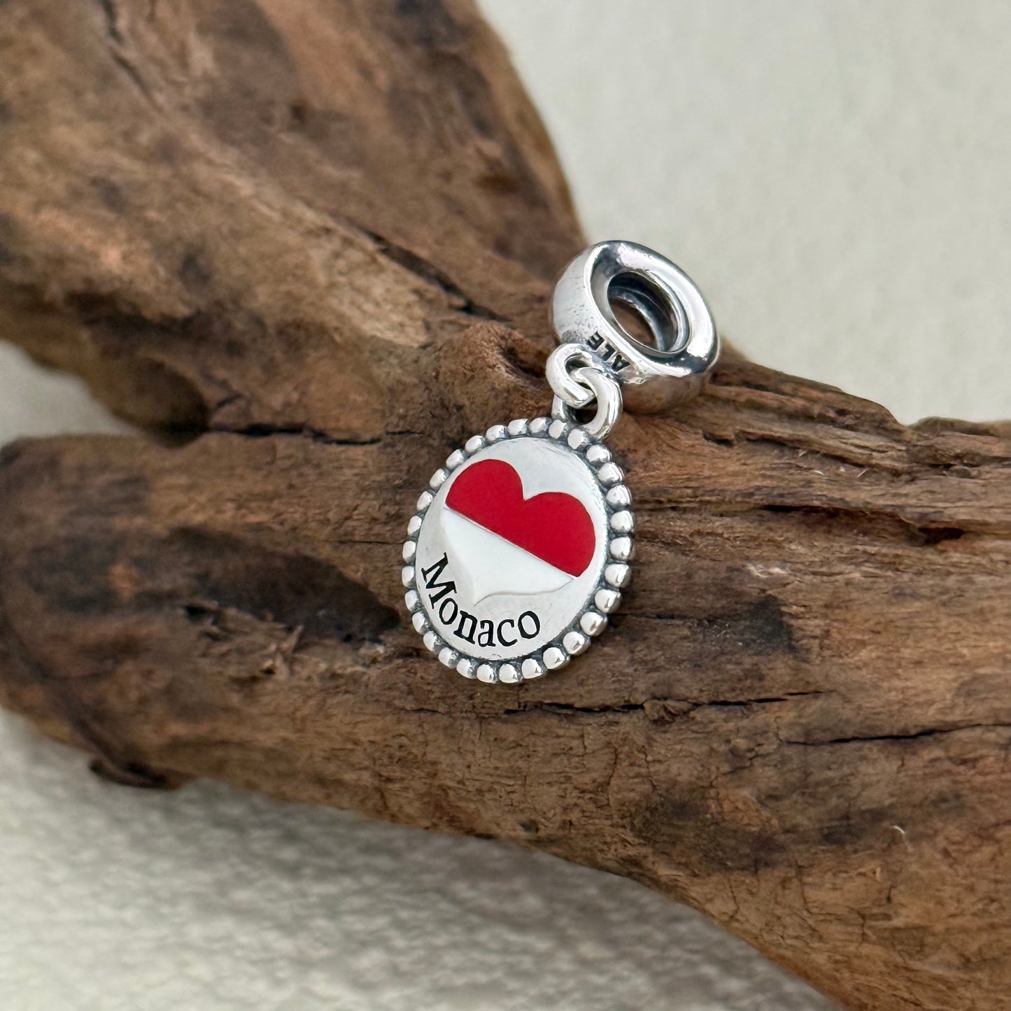 Monaco Heart Flag Exclusive Dangle Charm for Pandora Bracelet